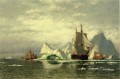 Ballenero ártico de regreso a casa entre los icebergs barco marino William Bradford